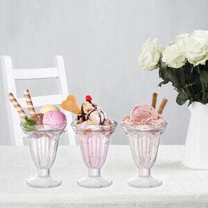 Vintage Tall Sundae Tulip shape Classic Glasses Set of 3